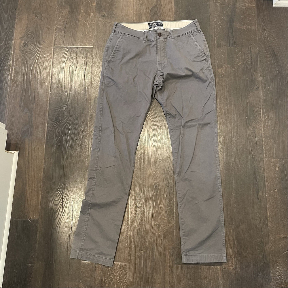 Abercrombie & Fitch Men’s Langdon Slim Stretch Grey Chino Pants 32x34 Dress Pant